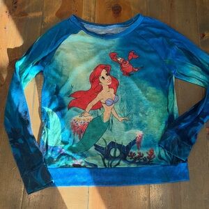 Blue Disney Long Sleeve Tee with Ariel Print